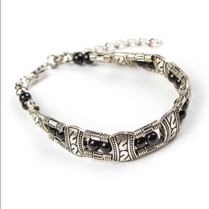 BOHEMIA SILVER PLATED BLACK TURQUOISE BRACELET